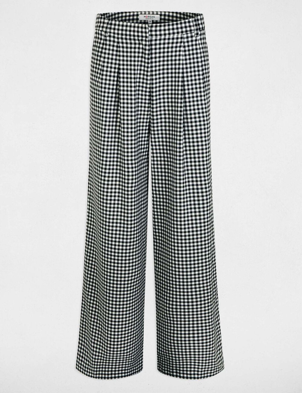 Pantalon large &agrave; plis noir femme