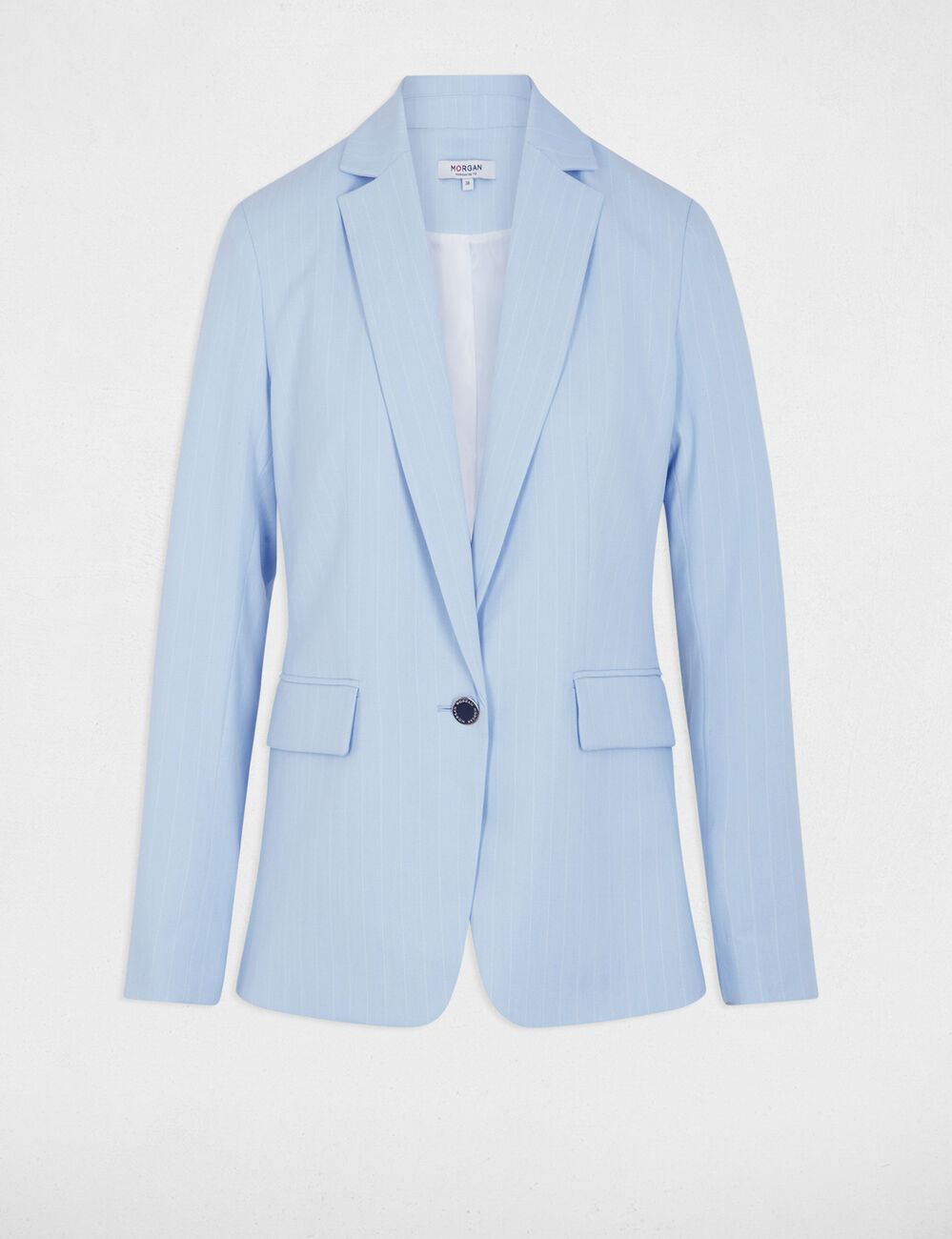 Veste ajust&eacute;e rayures bleu ciel femme