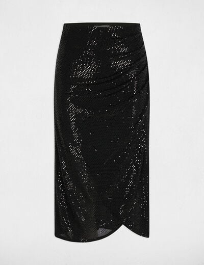 Jupe portefeuille ajustée noir femme