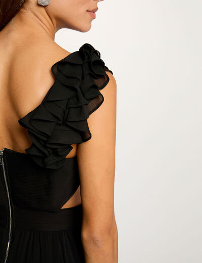 Robe longue droite fluide noir femme