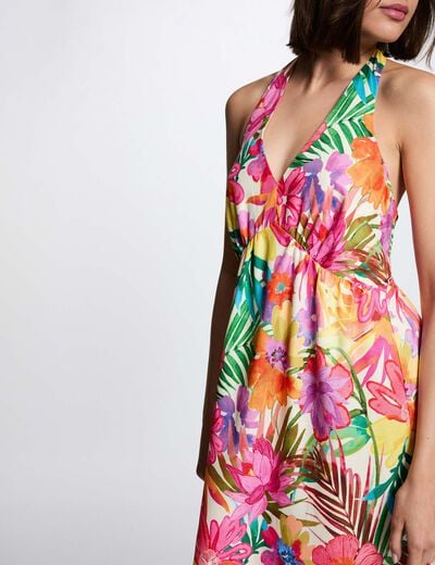 Robe col b&eacute;nitier multicolore femme