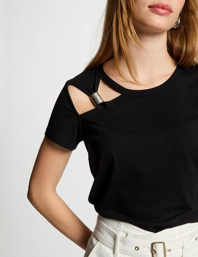 T-shirt manches courtes noir femme