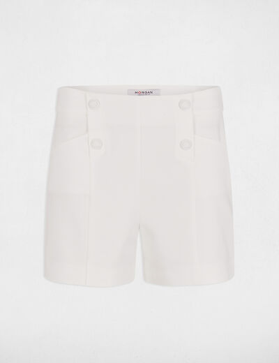 Short droit à pinces blanc femme