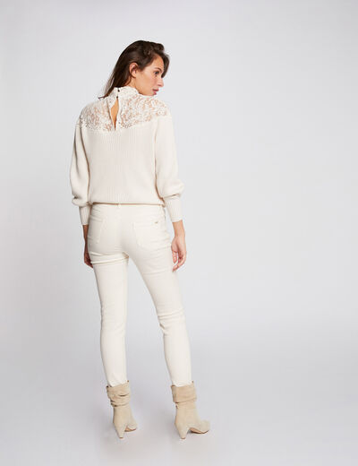Jeans skinny taille basse ivoire femme