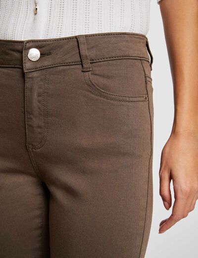Pantalon skinny 7/8ème 5 poches vert kaki femme
