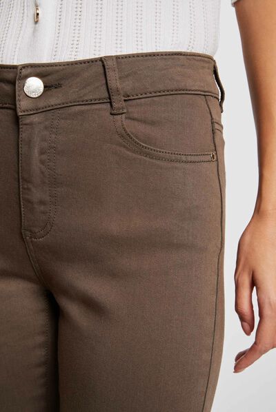Pantalon skinny 7/8ème 5 poches vert kaki femme