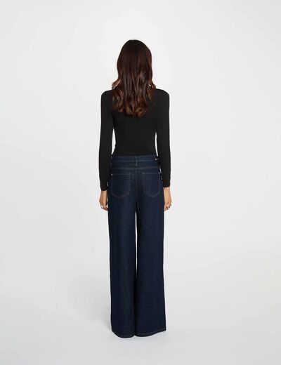 T-shirt col montant manches longues noir femme