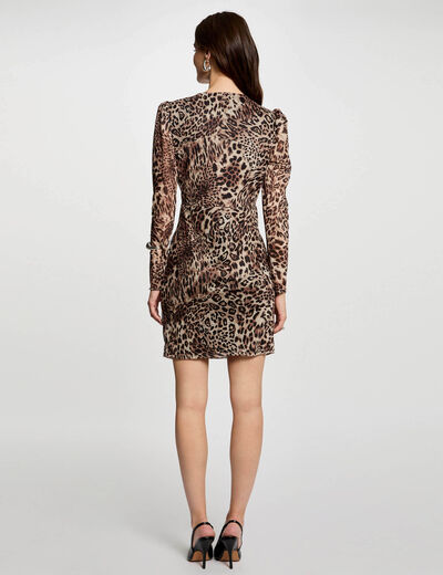 Robe courte ajustée imprimée multicolore femme