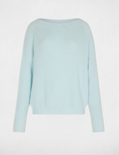 Pull col rond bleu ciel femme