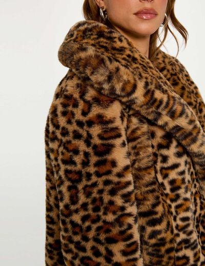 Manteau fausse fourrure multicolore femme