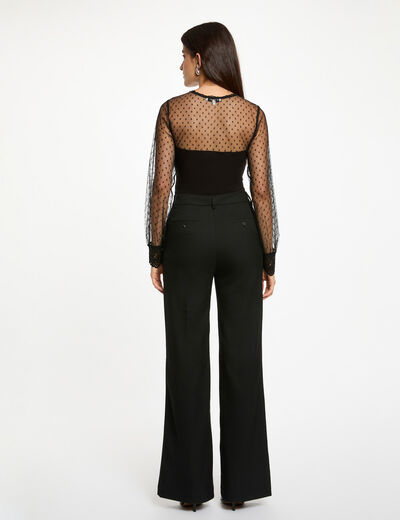 Body dentelle manches longues noir femme