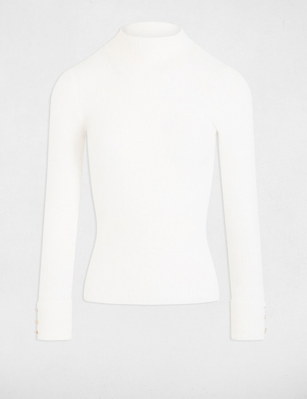 Pull manches longues maille duveteuse ivoire femme
