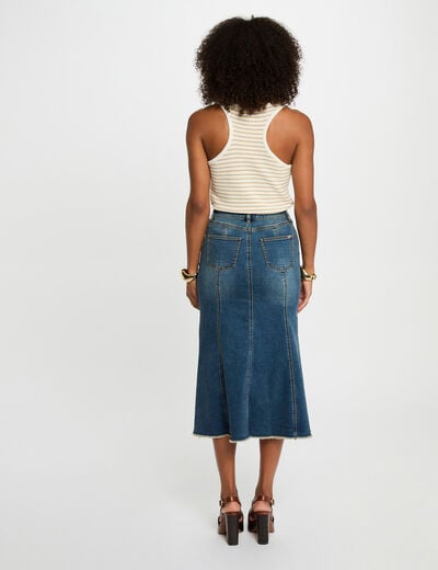 Top en maille rayé blanc femme