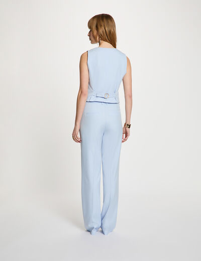 Gestreept vest met V-hals hemelsblauw vrouw