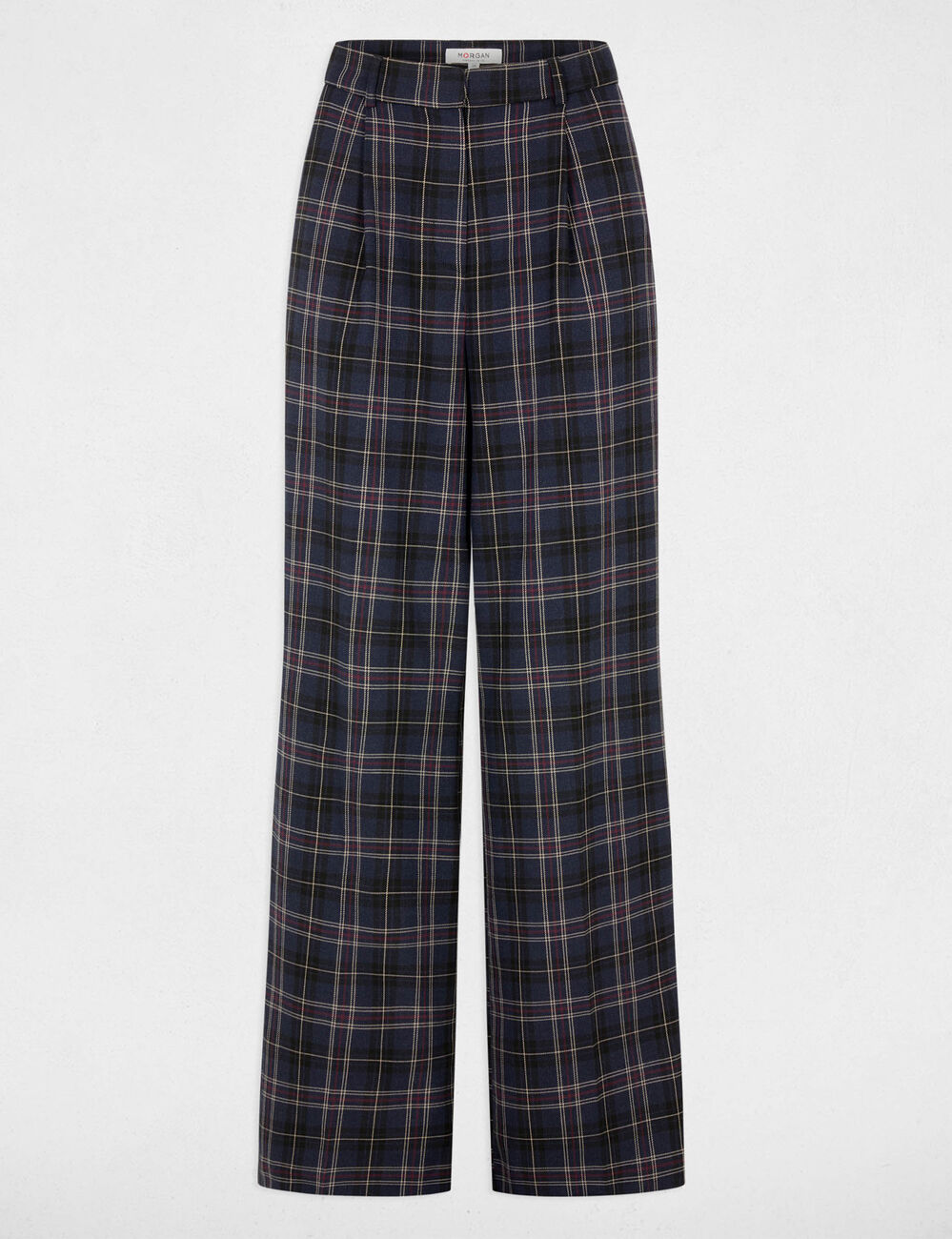 Pantalon large taille haute multicolore femme