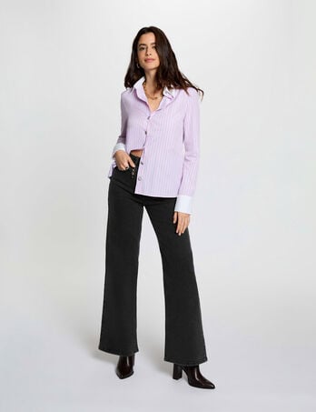 Jean large taille haute denim noir femme