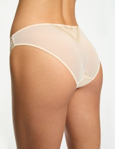 Kant slip met fijne bandjes beige vrouw