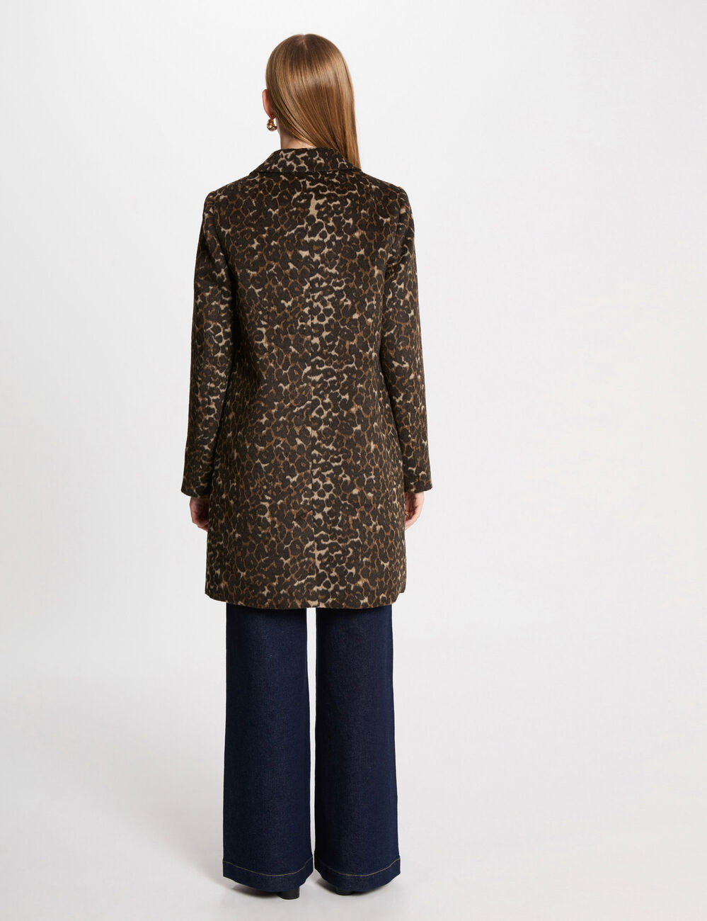 Lange jas met luipaardprint meerkleurig vrouw