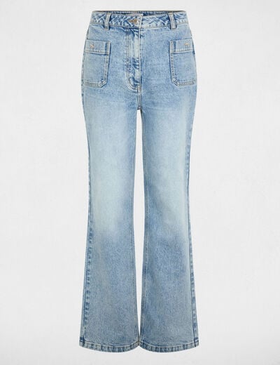 Jean large taille haute denim double stone femme