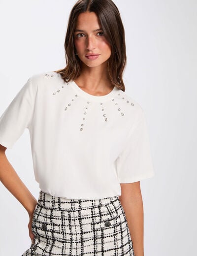 Recht T-shirt met korte mouwen helder wit vrouw