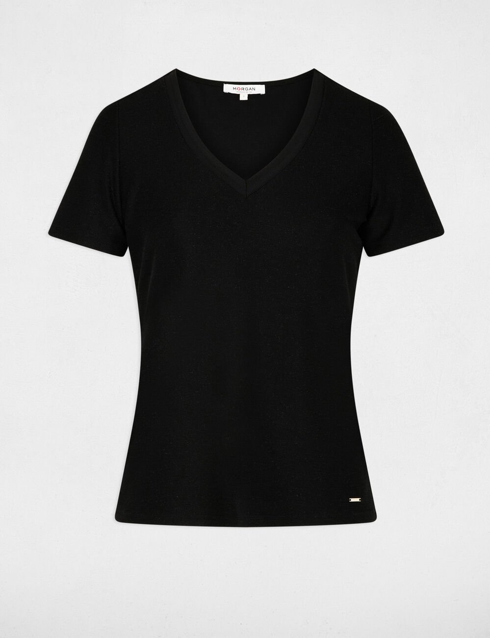 Getailleerd V-hals T-shirt zwart vrouw