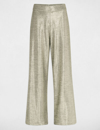 Pantalon large métallisé dore femme