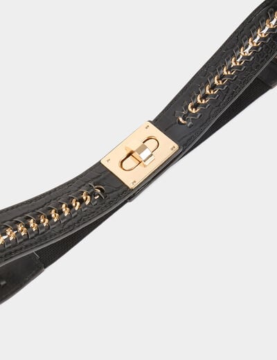 Brede elastische riem zwart vrouw