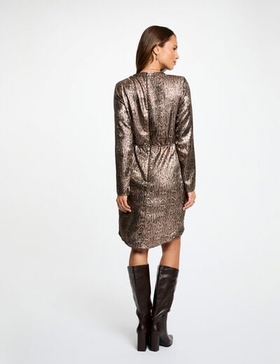 Robe courte col v multicolore femme