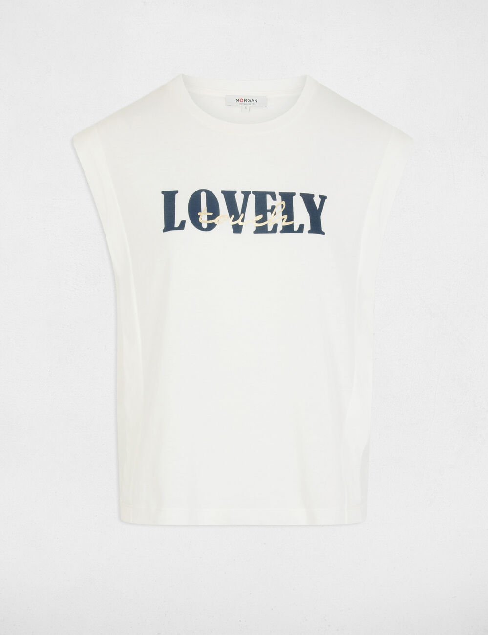 Recht T-shirt met ronde hals helder wit vrouw