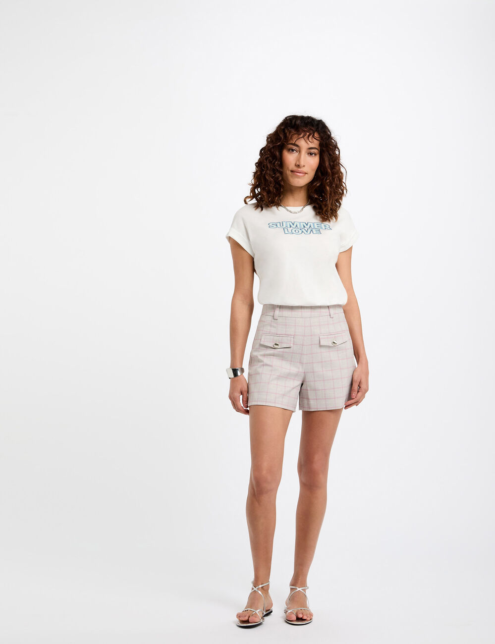 T-shirt met opschrift helder wit vrouw