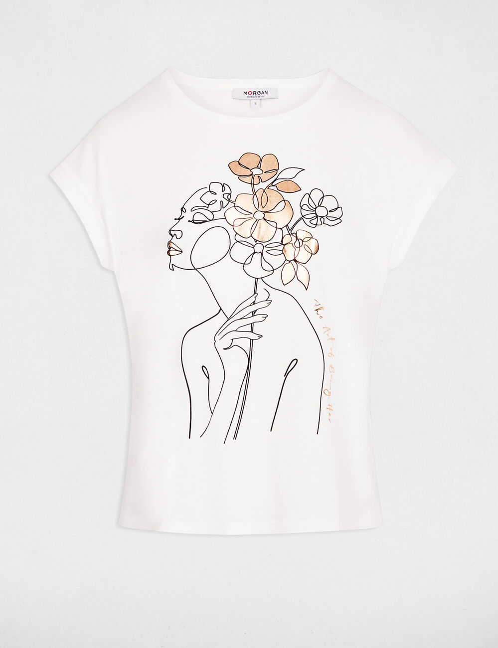 Recht T-shirt met print helder wit vrouw