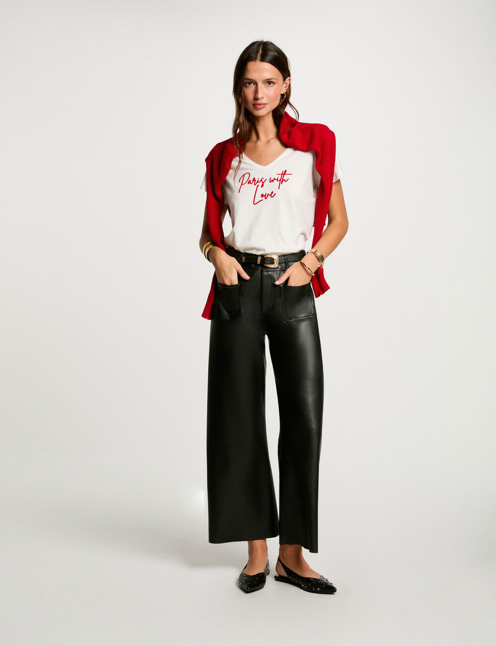 T-shirt met opschrift helder wit vrouw