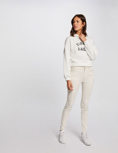 Pantalon slim taille standard ivoire femme