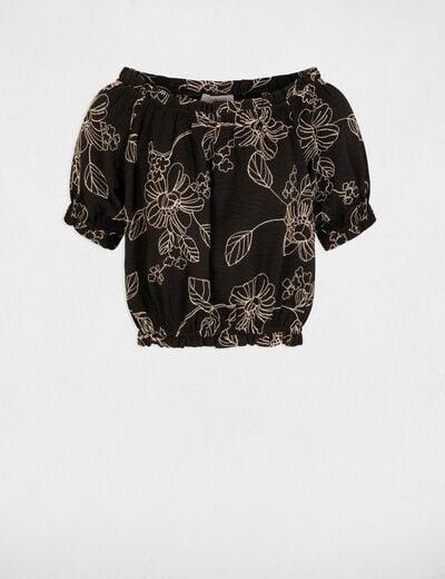 Top brod&eacute; col bardot multicolore femme