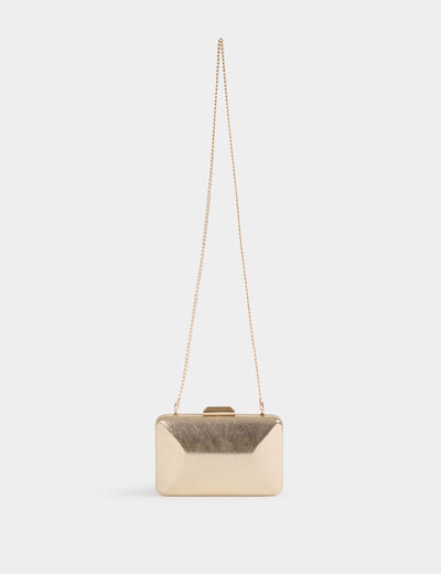 Sac pochette métallisé jaune or femme