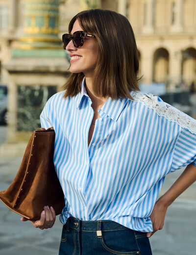 Chemise manches longues ray&eacute;e multicolore femme