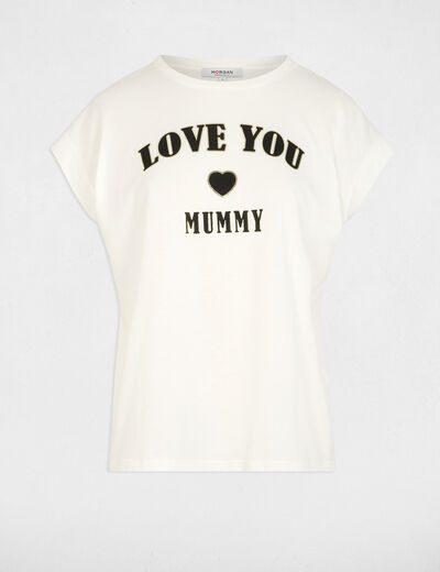 T-shirt met opschrift helder wit vrouw