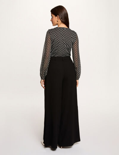 Chemise voile col v noir femme