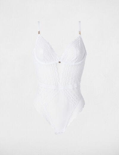 Body kant met v-hals helder wit vrouw