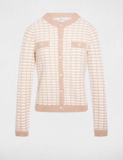 Getailleerd jacquardvest taupe vrouw