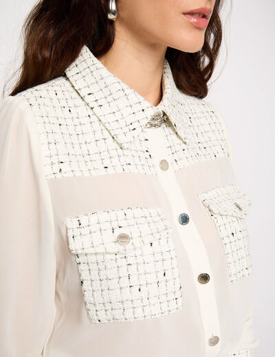 Chemise manches longues ivoire femme