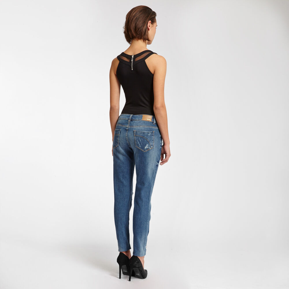 Jersey en tule top zwart vrouw