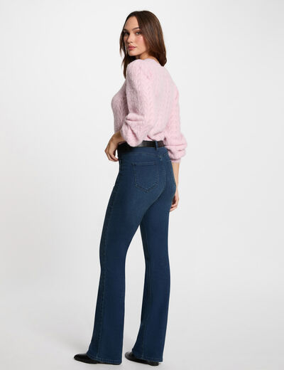 Pull col rond ajouré rose pastel femme