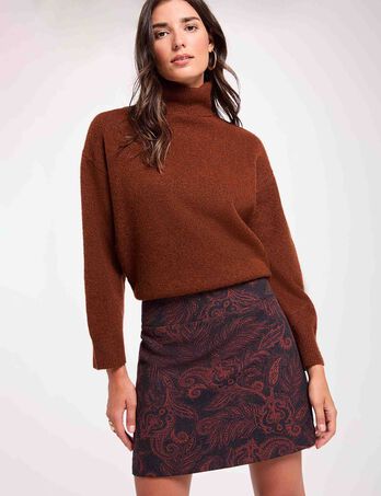 Jupe courte taille haute multicolore femme