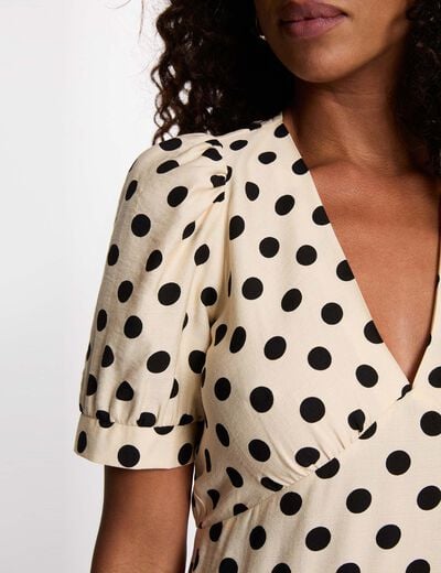 Robe mi-longue manches bouffantes multicolore femme