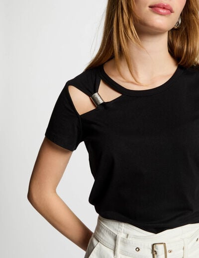 T-shirt met korte mouwen zwart vrouw