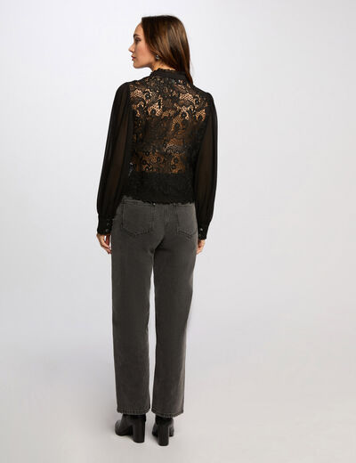 Chemise manches longues noir femme