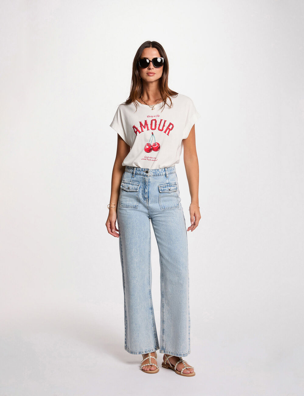 T-shirt à inscription blanc femme