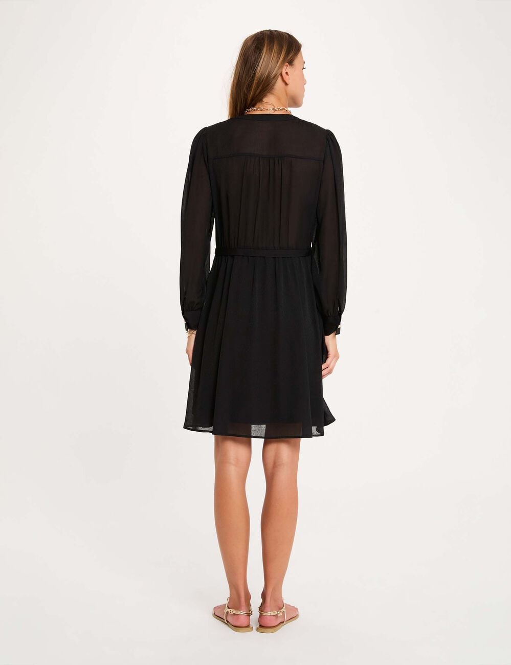Korte jacquard jurk zwart vrouw