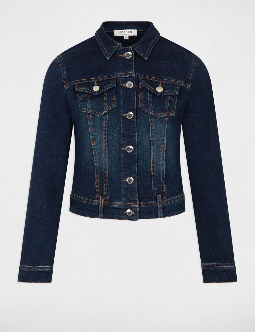 Veste droite boutonnée en jean jean brut femme